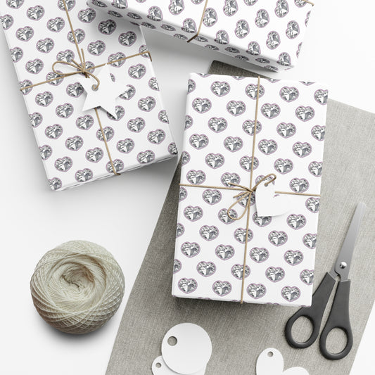Vanessa Vibes - Gift Wrap Paper -  Diamond Heart - White